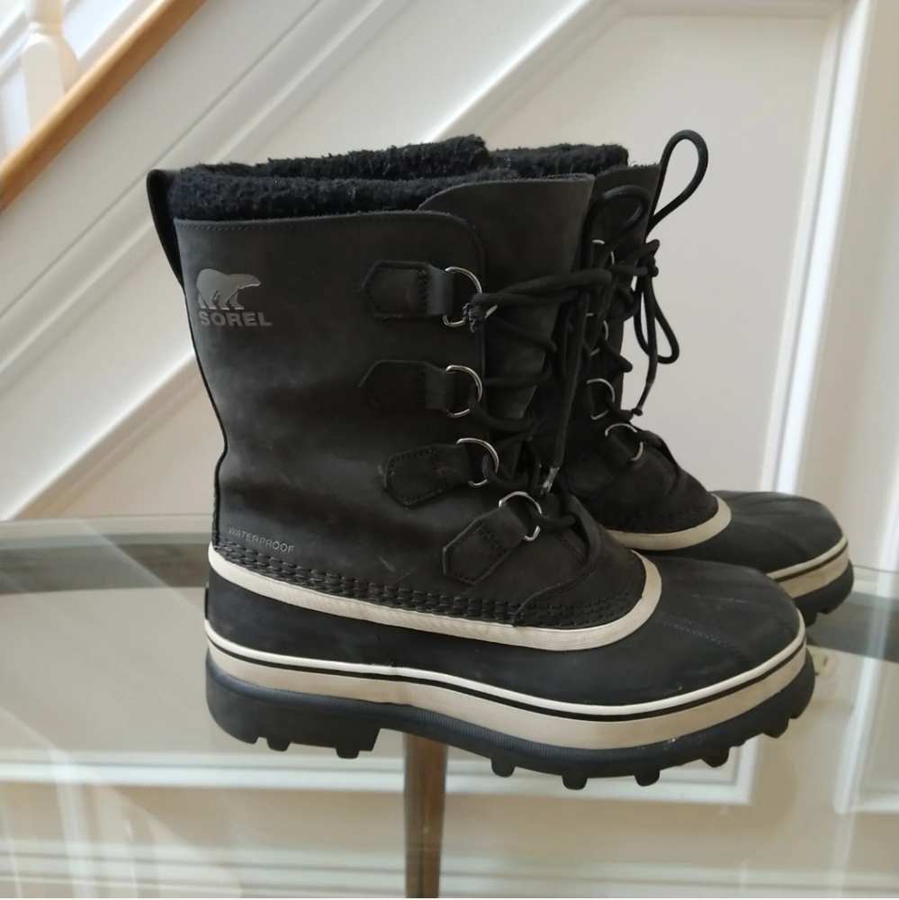 SOREL Men's Caribou Waterproof Boot NM1000-016 Black/Dark Stone Size 8